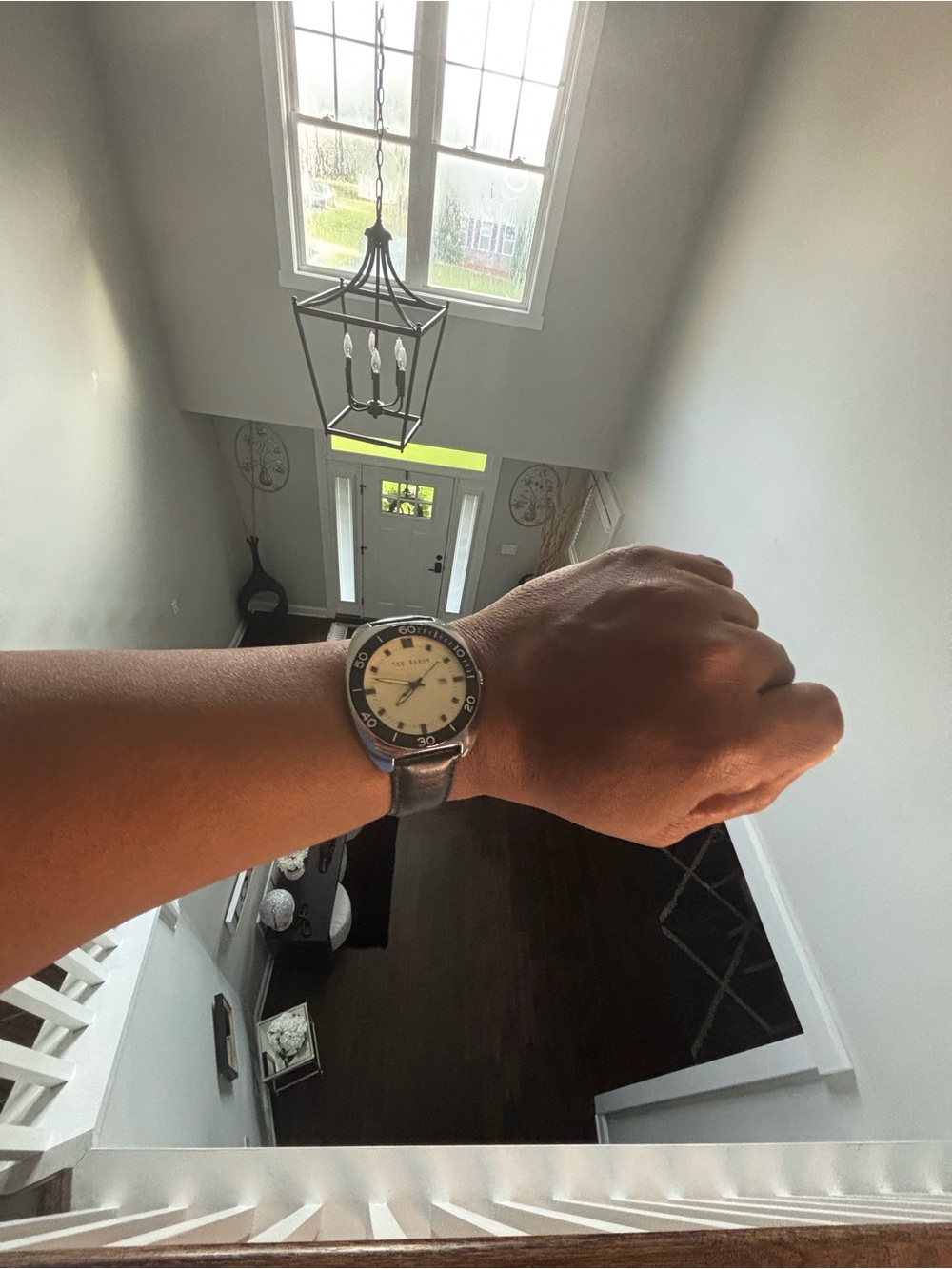 Ted Baker Black Leather Strap Watch with Cream Dial